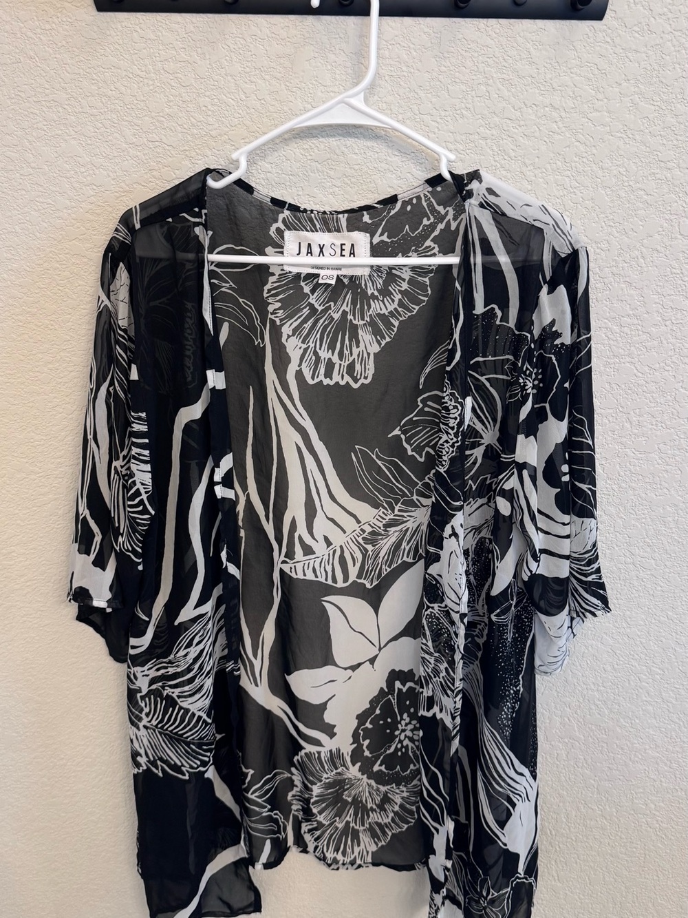 Jaxsea Black & White Floral Swim Coverup